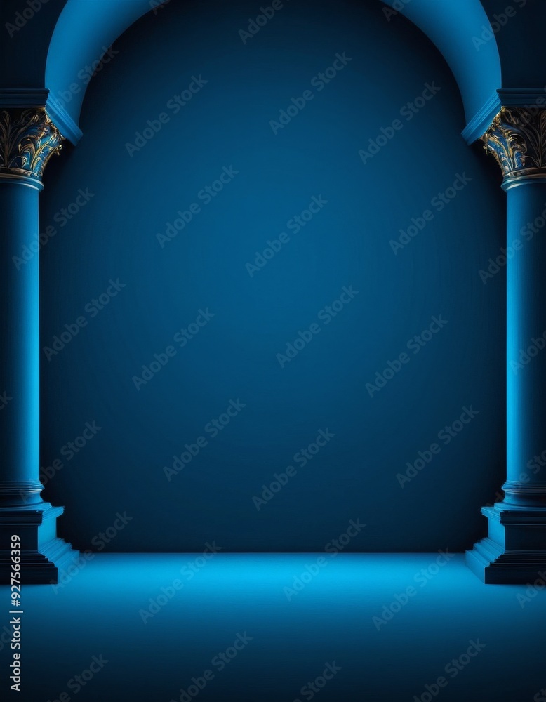 Poster arch with columns and blue background