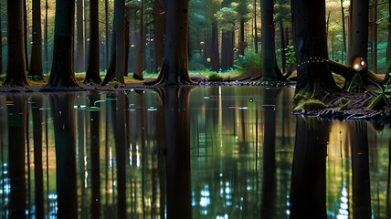  Bubbles with a tranquil forest 