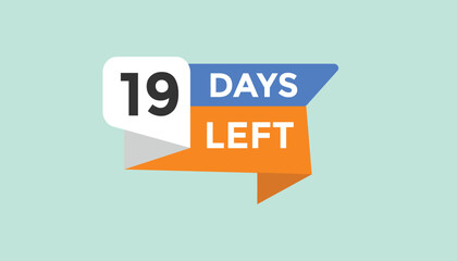 19 days left Countdown number banner templates. time icon. Vector Illustration 