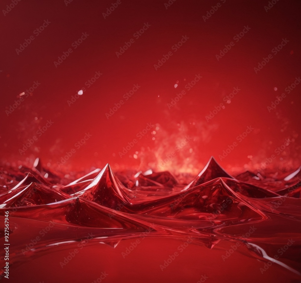 Poster red abstract background with water drops
