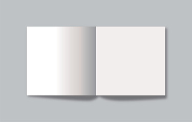 Obraz premium A mock-up illustration showing the inner pages of square book, leaflet, catalogs, note, brochure, flyer, booklet, etc. spread out front.