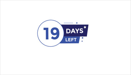 19 days left Countdown number banner templates. time icon. Vector Illustration 