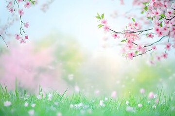 Fototapeta premium Pink Blossoms in a Springtime Meadow