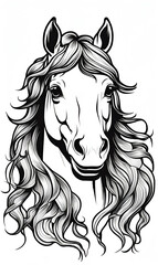 Obraz premium Picture for coloring: a friendly horse with expressive eyes