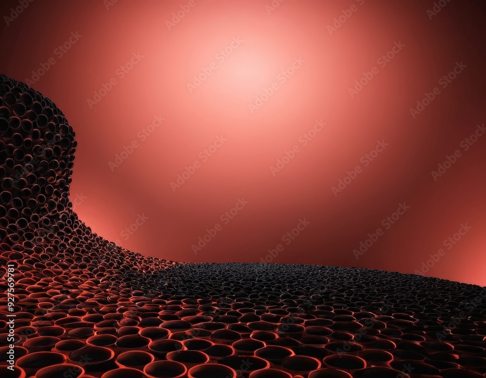 Aufkleber red background with large amount circles