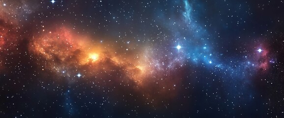 Obraz premium A vibrant, colorful nebula in space with many stars.