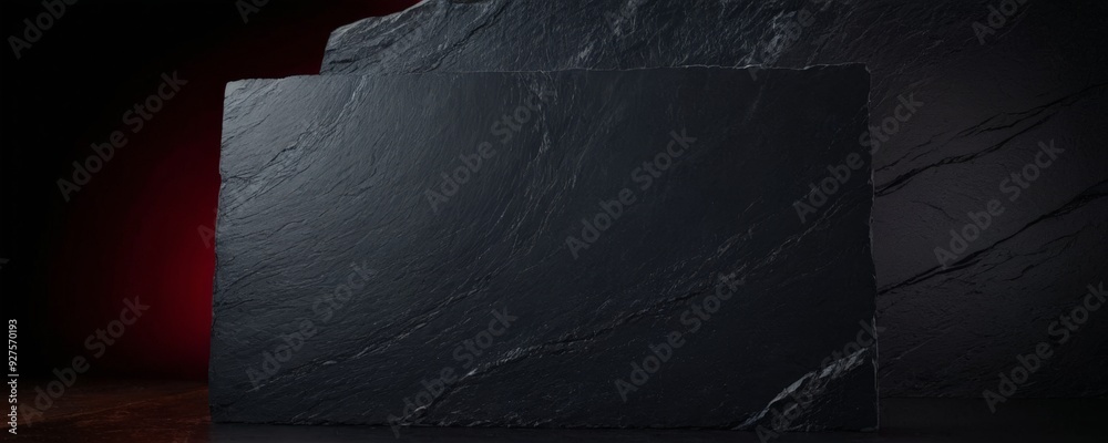 Poster black slate block on red background