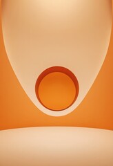 white and orange room with circular light