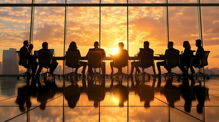 Formal Executive Board Meeting in Corporate Boardroom,High-Level Strategy and Decision-Making