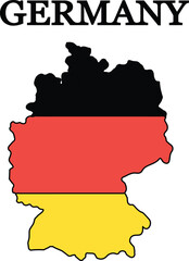 Obraz premium Silhouette Germany with flag. Map of Germany. Print on T-shirt, cup and more.