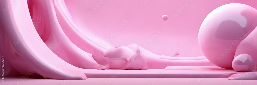 Poster pink background with white and object