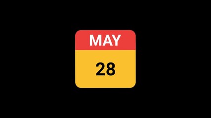 28 May Calendar icon Animation