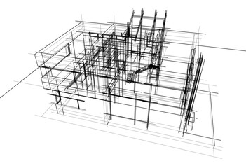 house building sketch architecture 3d illustration