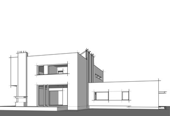 house building sketch architecture 3d illustration