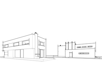 house building sketch architecture 3d illustration