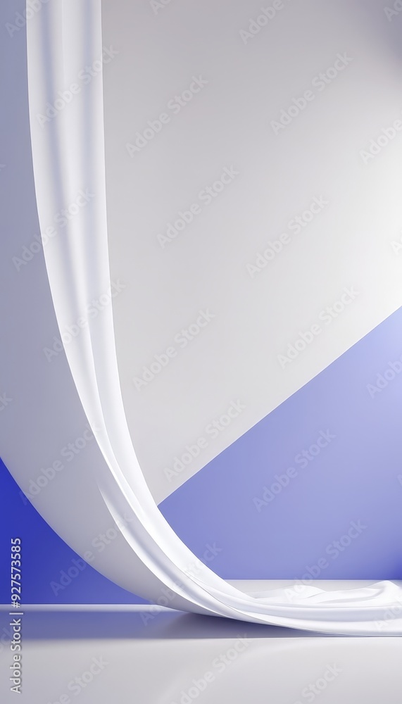 Poster white and blue background with curved curve