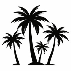 Fototapeta premium Set of palm tree silhouette white background