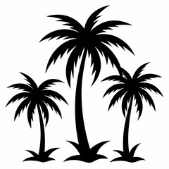 Obraz premium Set of palm tree silhouette white background