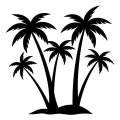 Obraz premium Set of palm tree silhouette white background