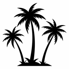 Obraz premium Set of palm tree silhouette white background