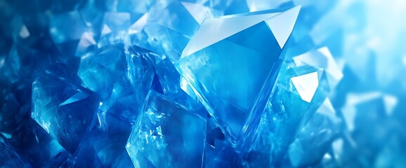 Abstract blue crystal texture with sharp edges and reflections.
