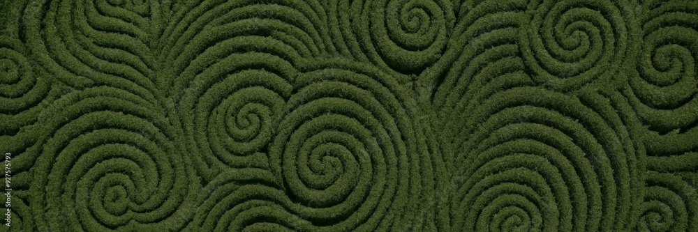Poster green background with pattern swirls