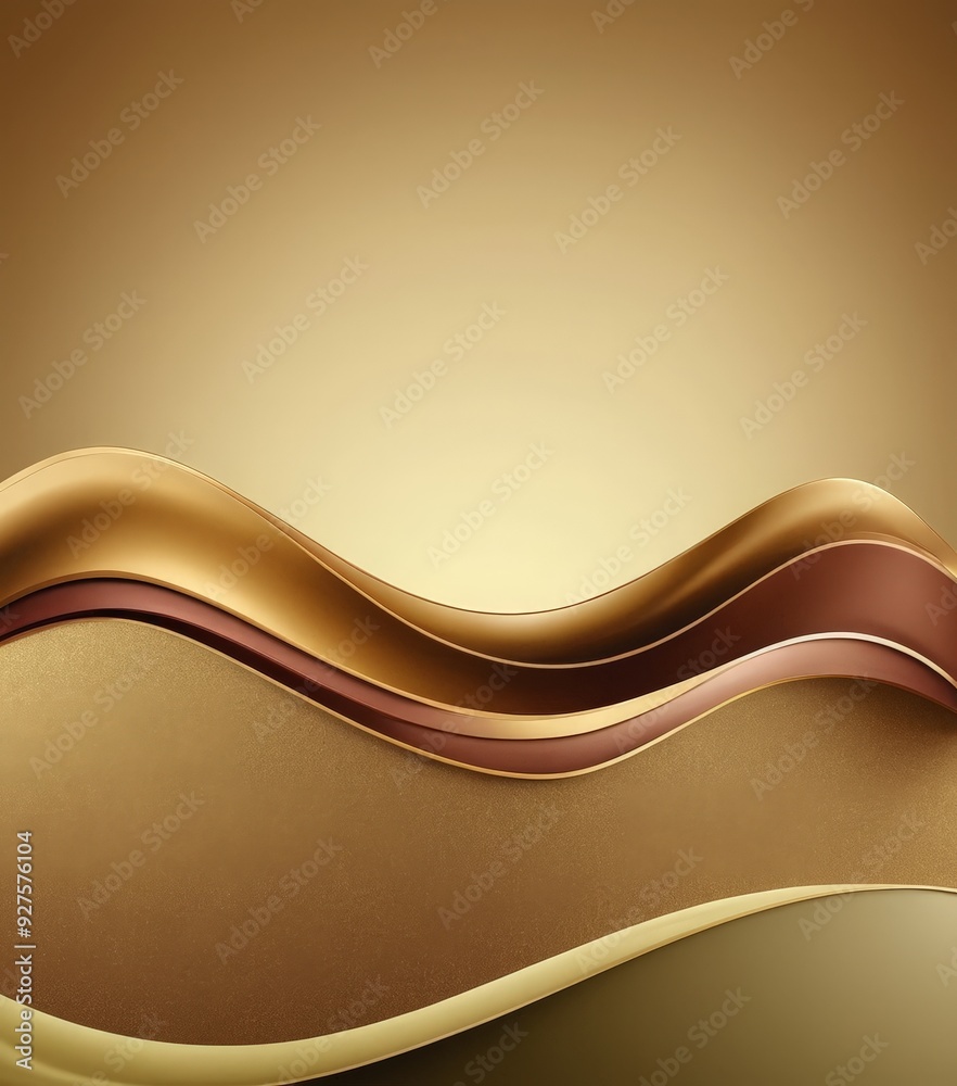 Poster abstract background with golden waves and shadows
