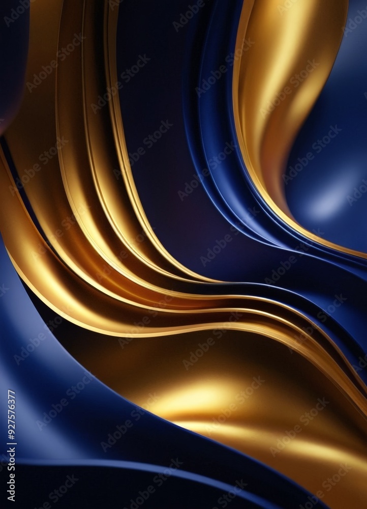 Poster blue and gold background with wavy pattern