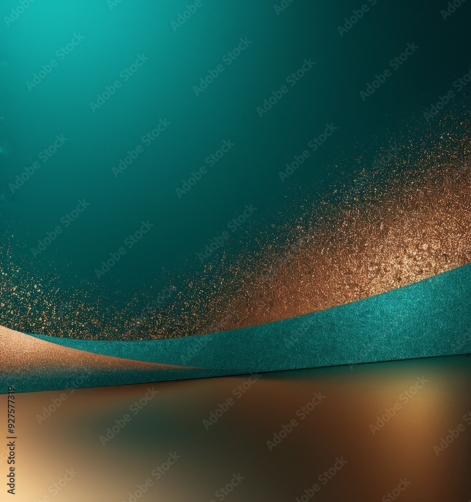 Poster blue and gold abstract background with curved curve