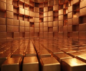 Fototapeta premium 3d rendered gold cubes