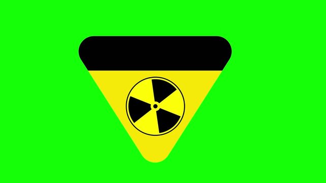 green screen 4k radiation hazard sign nuclear rotating logo 