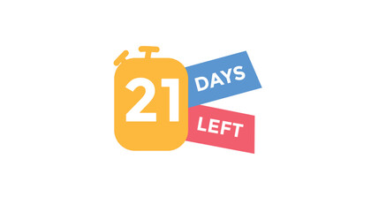 21 days left Countdown number banner templates. time icon. Vector Illustration 
