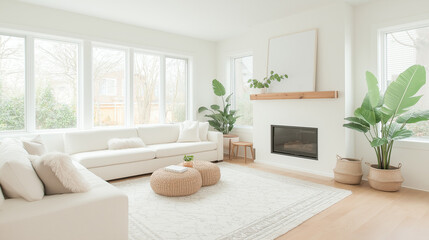 Fototapeta premium living room interior with fireplace
