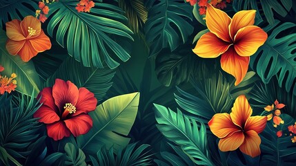 a banner featuring the lush greens and exotic floral of the Amazon Rainforest. a Brazil-Themed Banner Design. 