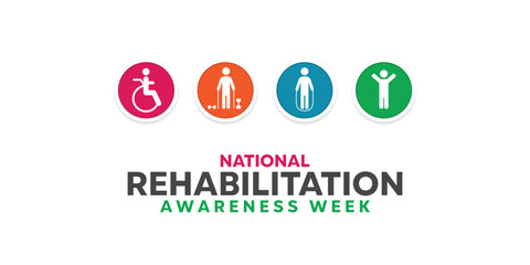 National Rehabilitation Awareness Week. People icons. Great for cards, banners, posters, social media and more. White background.