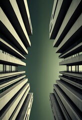 Naklejka premium view very tall building with many windows