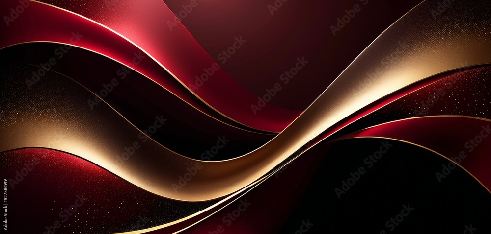 Poster red and gold abstract background with curve