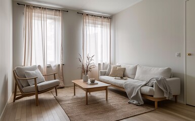 Cozy Scandinavian Living Room Background