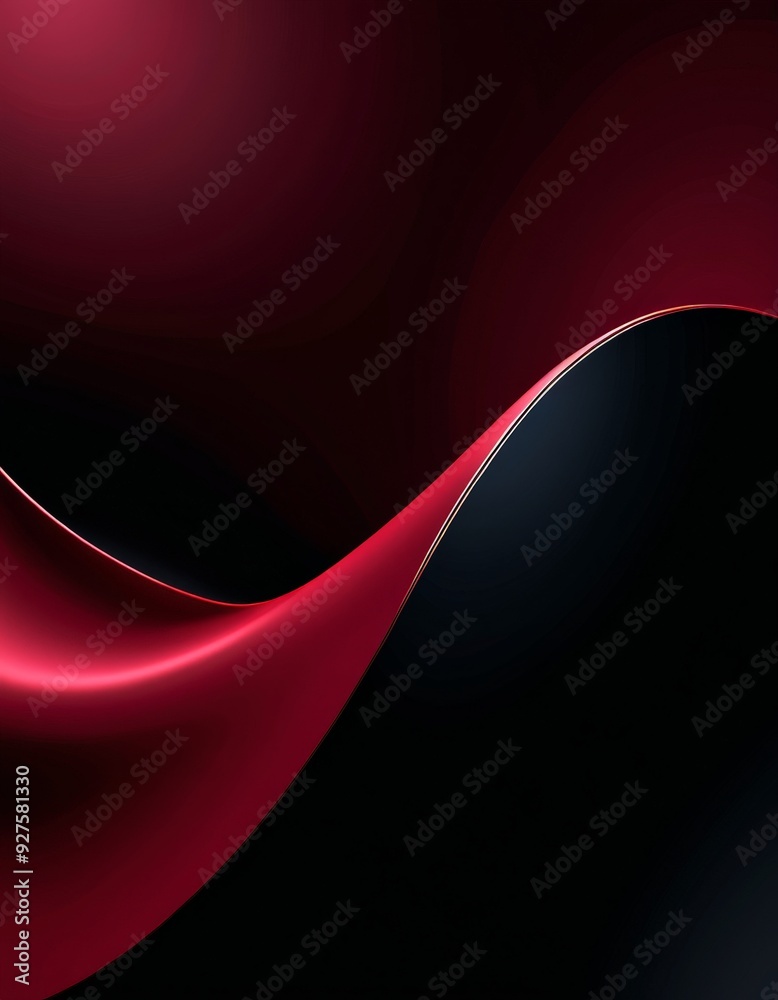 Poster red and black background with curved curve