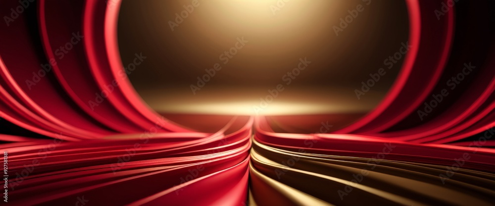 Poster red and gold background with light shining through it