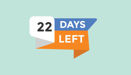 22 days left Countdown number banner templates. time icon. Vector Illustration 
