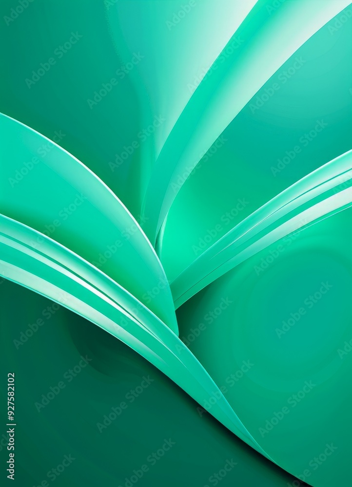 Poster green background with curved curve