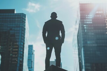 Fototapeta premium Silhouette of a Man in the City