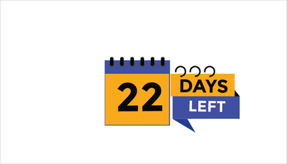 22 days left Countdown number banner templates. time icon. Vector Illustration 
