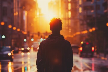 Silhouette in the City Sunset