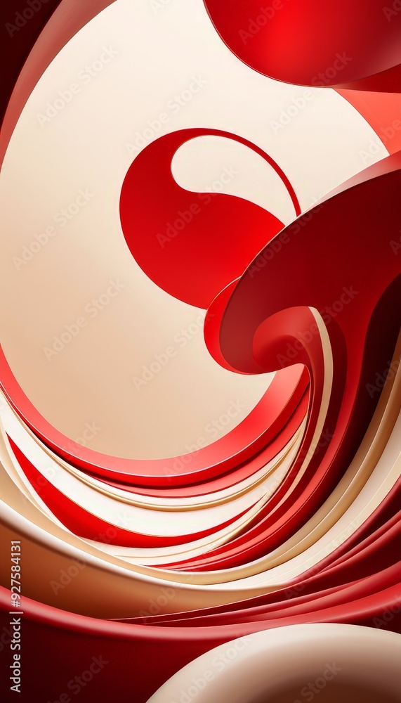Aufkleber red and white abstract background with swirl