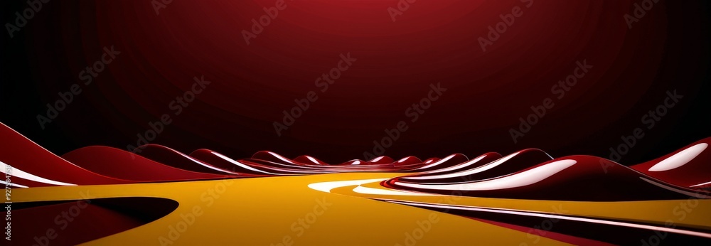 Poster red and yellow background with line