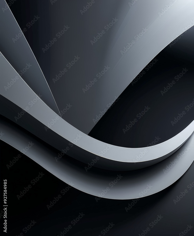 Poster black and white abstract background with curved curve