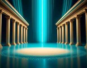 Fototapeta premium blue light shining through columns