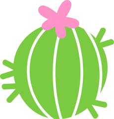 Round Cactus With Flowers